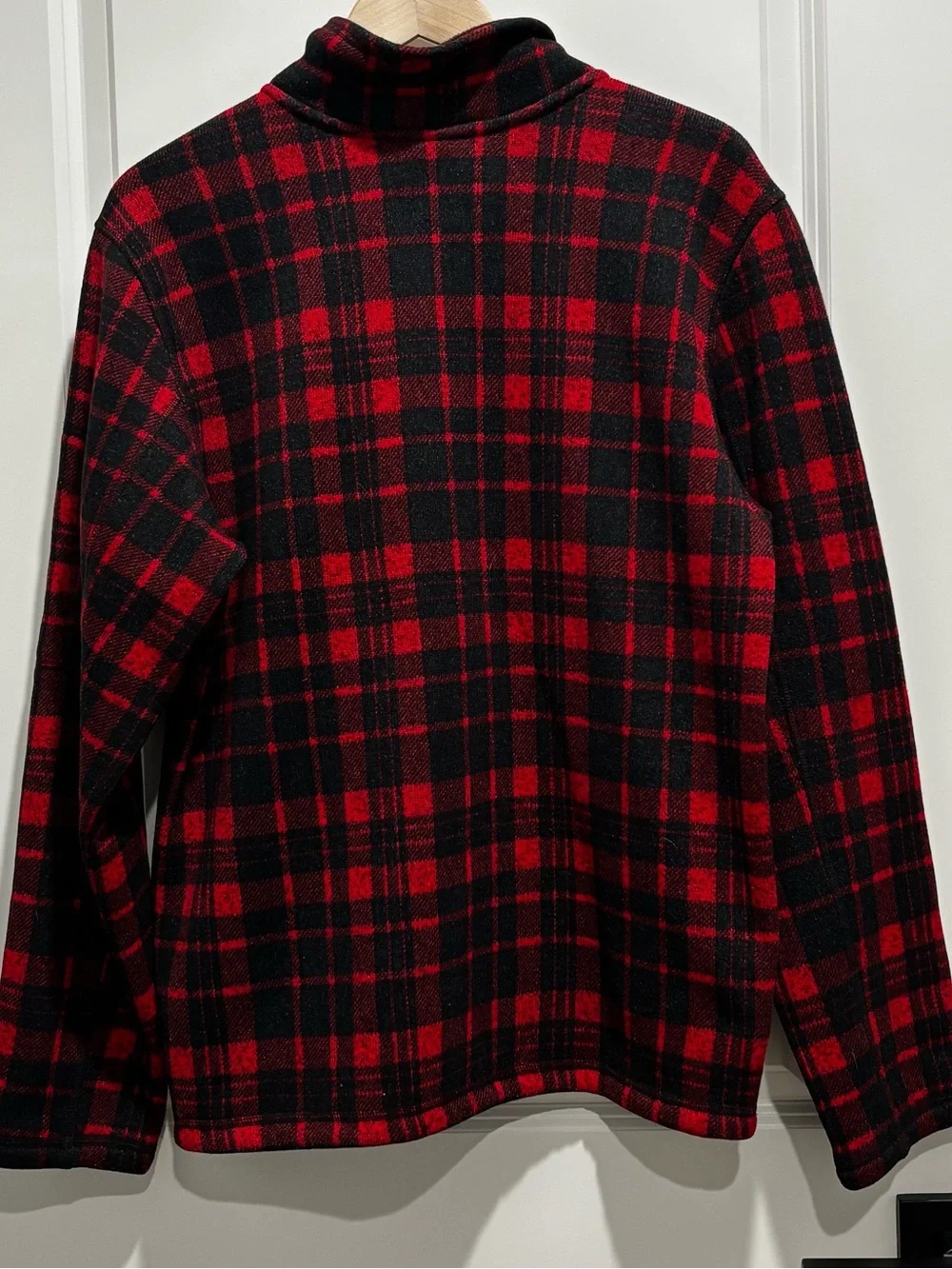 The North Face Men’s Red and Black Plaid Zip-Up Fleece